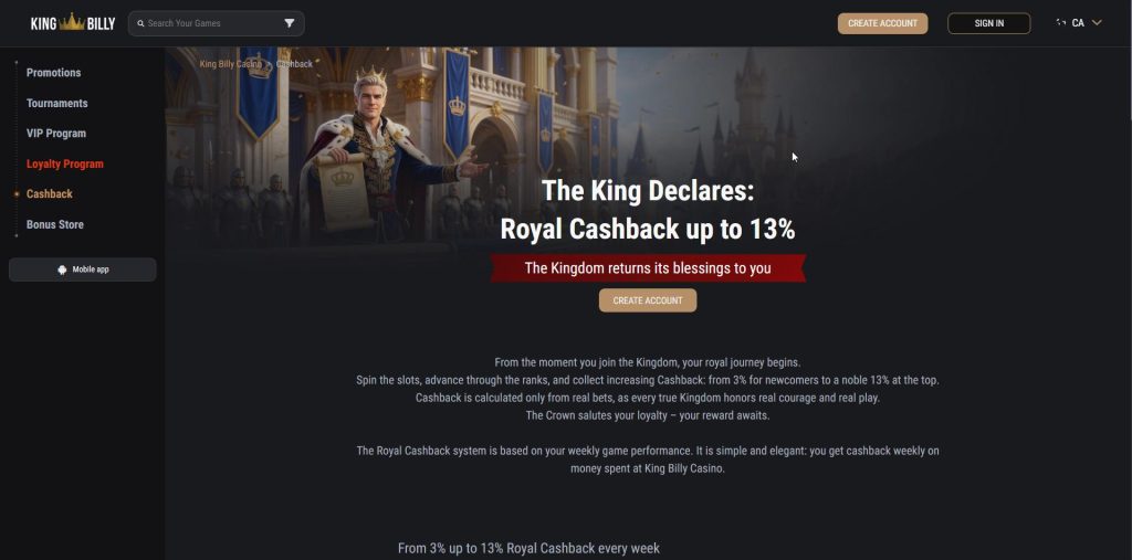 CAD 75 given as the King Billy withdrawal ceiling
